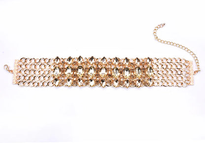 Luxurious Geometric Alloy Inlay Artificial Crystal Rhinestones Women's Choker