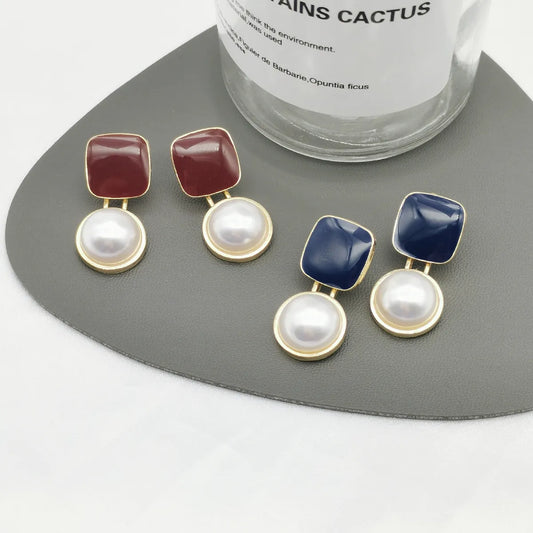 Luxurious Geometric Alloy Inlay Artificial Pearls Earrings