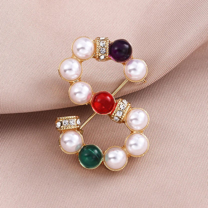 Luxurious Geometric Alloy Inlay Artificial Pearls Rhinestones Women'S Brooches