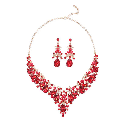 Luxurious Geometric Alloy Plating Inlay Artificial Pearls Rhinestones Glass Women's Earrings Necklace