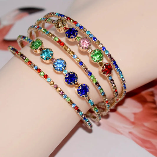 Luxurious Geometric Alloy Plating Inlay Rhinestones Women's Bangle 1 Piece