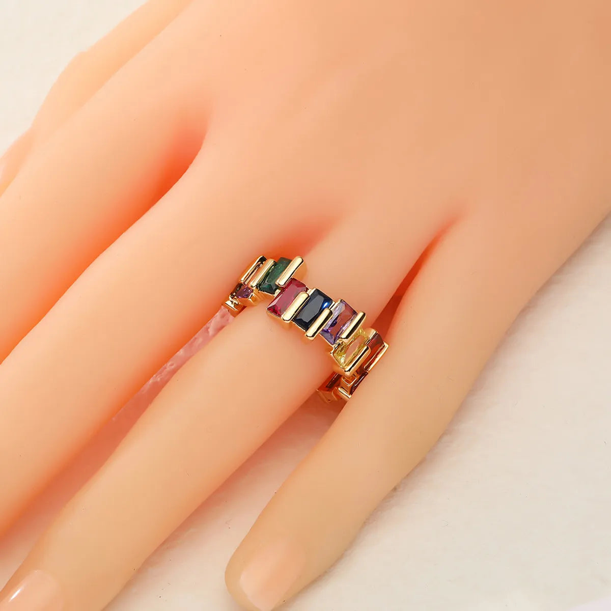 Luxurious Geometric Copper Gold Plated Zircon Open Ring