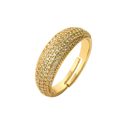 Luxurious Geometric Copper Gold Plated Zircon Open Ring In Bulk