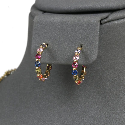 Luxurious Geometric Copper Inlay Zircon Rings Earrings Necklace