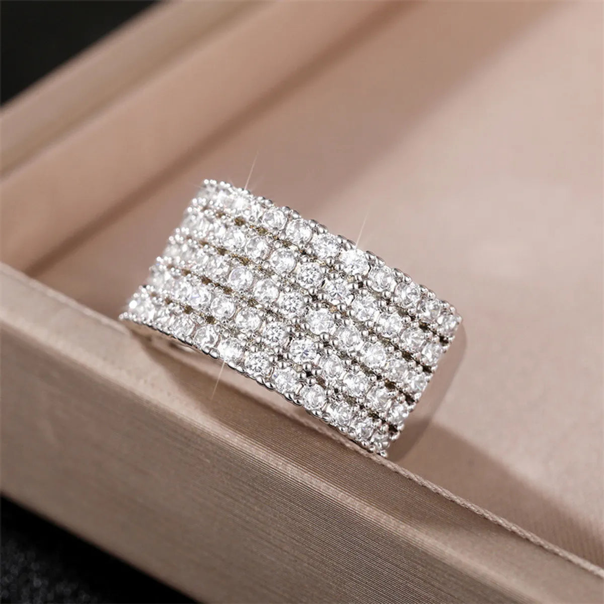 Luxurious Geometric Zircon Copper Wholesale Rings