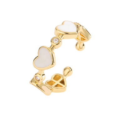 Luxurious Heart Shape Copper Plating Inlay Zircon Gold Plated Open Rings