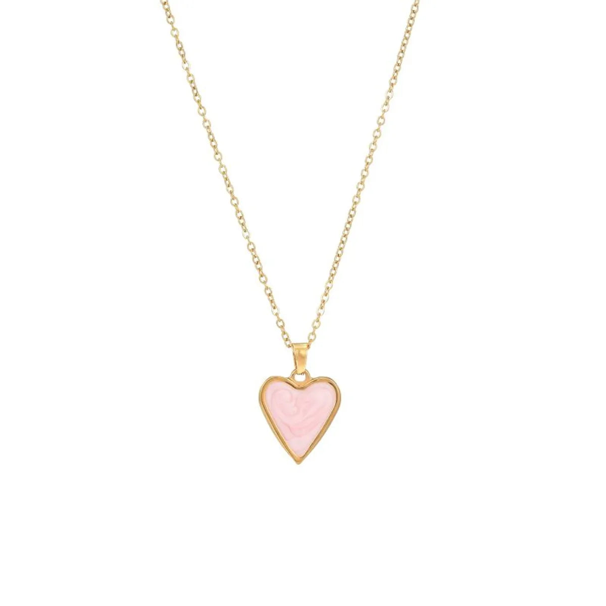 Luxurious Heart Shape Stainless Steel Enamel Plating 18k Gold Plated Pendant Necklace