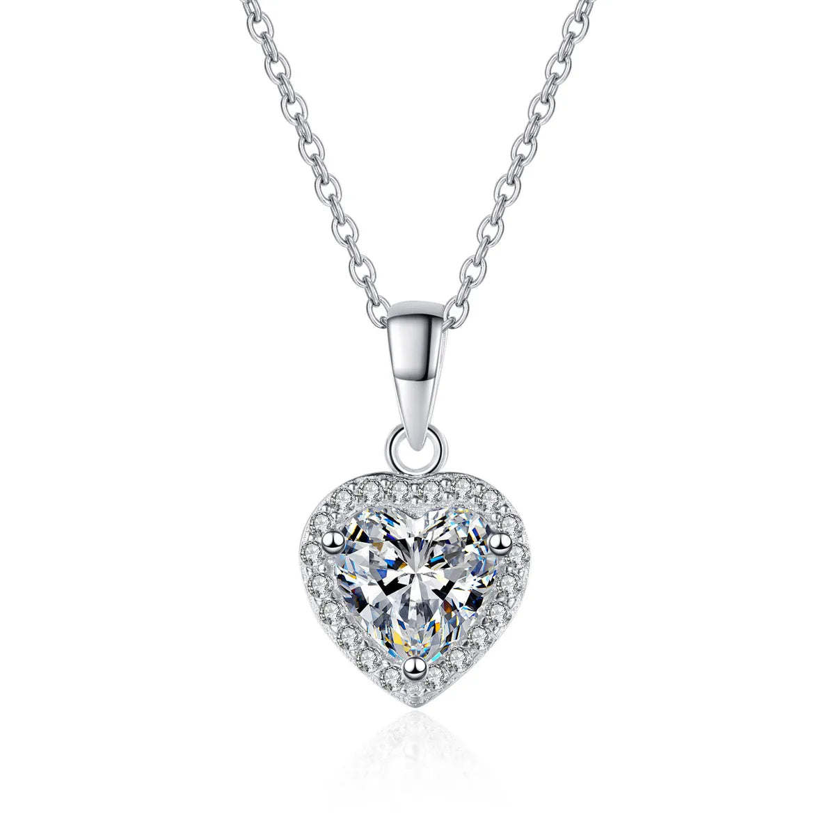 Luxurious Heart Shape Sterling Silver Moissanite Zircon Pendant Necklace In Bulk