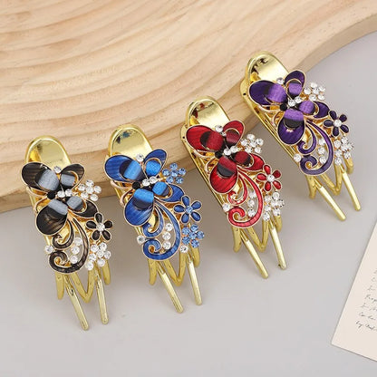 Luxurious Korean Style Butterfly Alloy Inlay Rhinestones Hair Clip