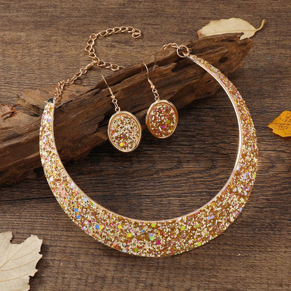 Luxurious Lady Classic Style Geometric Artificial Gemstones Alloy Wholesale Earrings Necklace