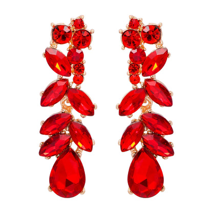 Luxurious Lady Streetwear Leaf Alloy Inlay Glass Stone Women'S Drop Earrings