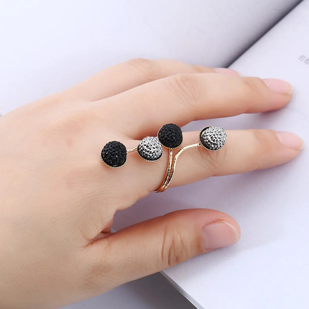 Luxurious Novelty Shiny Irregular Alloy Asymmetrical Plating Inlay Resin Unisex Open Ring