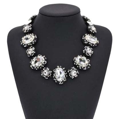 Luxurious Oval Alloy Inlay Artificial Crystal Women's Necklace