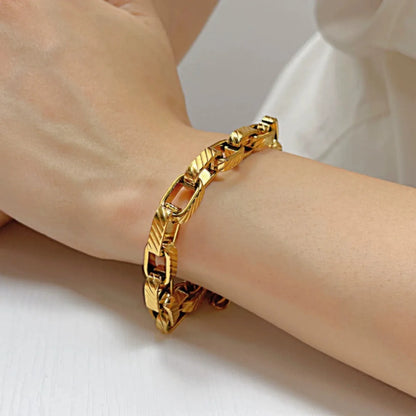 Luxurious Punk Solid Color Titanium Steel 18K Gold Plated Bracelets In Bulk