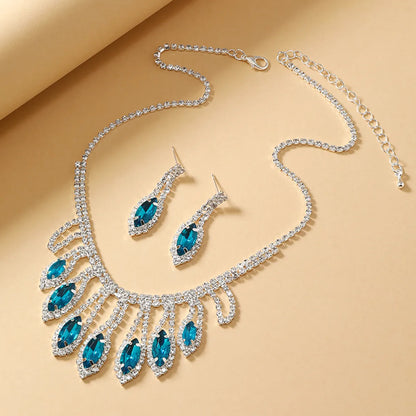 Luxurious Queen Solid Color Alloy Plating Inlay Rhinestones Silver Plated Women'S Jewelry Set