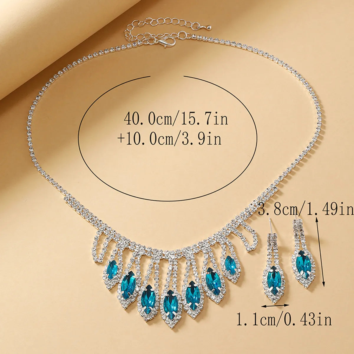 Luxurious Queen Solid Color Alloy Plating Inlay Rhinestones Silver Plated Women'S Jewelry Set