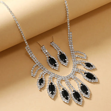 Luxurious Queen Solid Color Alloy Plating Inlay Rhinestones Silver Plated Women'S Jewelry Set