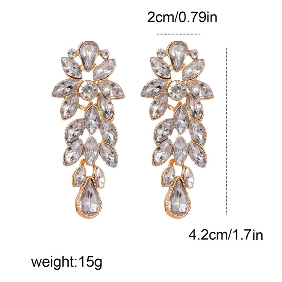 1 Pair Luxurious Shiny Geometric Tassel Inlay Alloy Artificial Crystal Drop Earrings