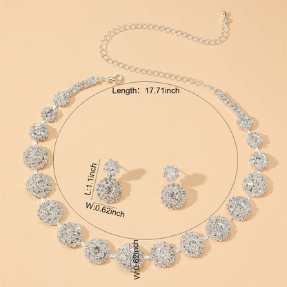 Luxurious Shiny Round Solid Color Alloy Plating Inlay Zircon Women's Earrings Necklace