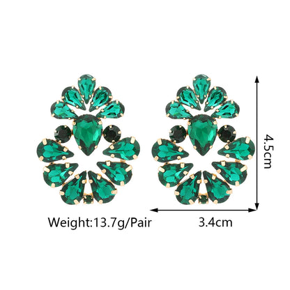 1 Pair Luxurious Shiny Water Droplets Inlay Copper Alloy Glass Ear Studs