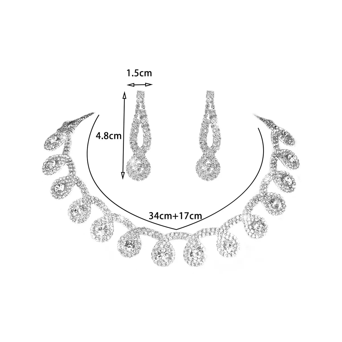 Luxurious Shiny Water Droplets Tassel Artificial Crystal Rhinestones Metal Wholesale Earrings Necklace