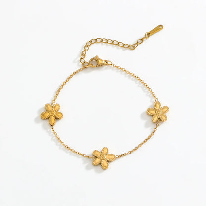 Luxurious Simple Style Flower 304 Stainless Steel White Gold Plated Gold Plated Bracelets In Bulk