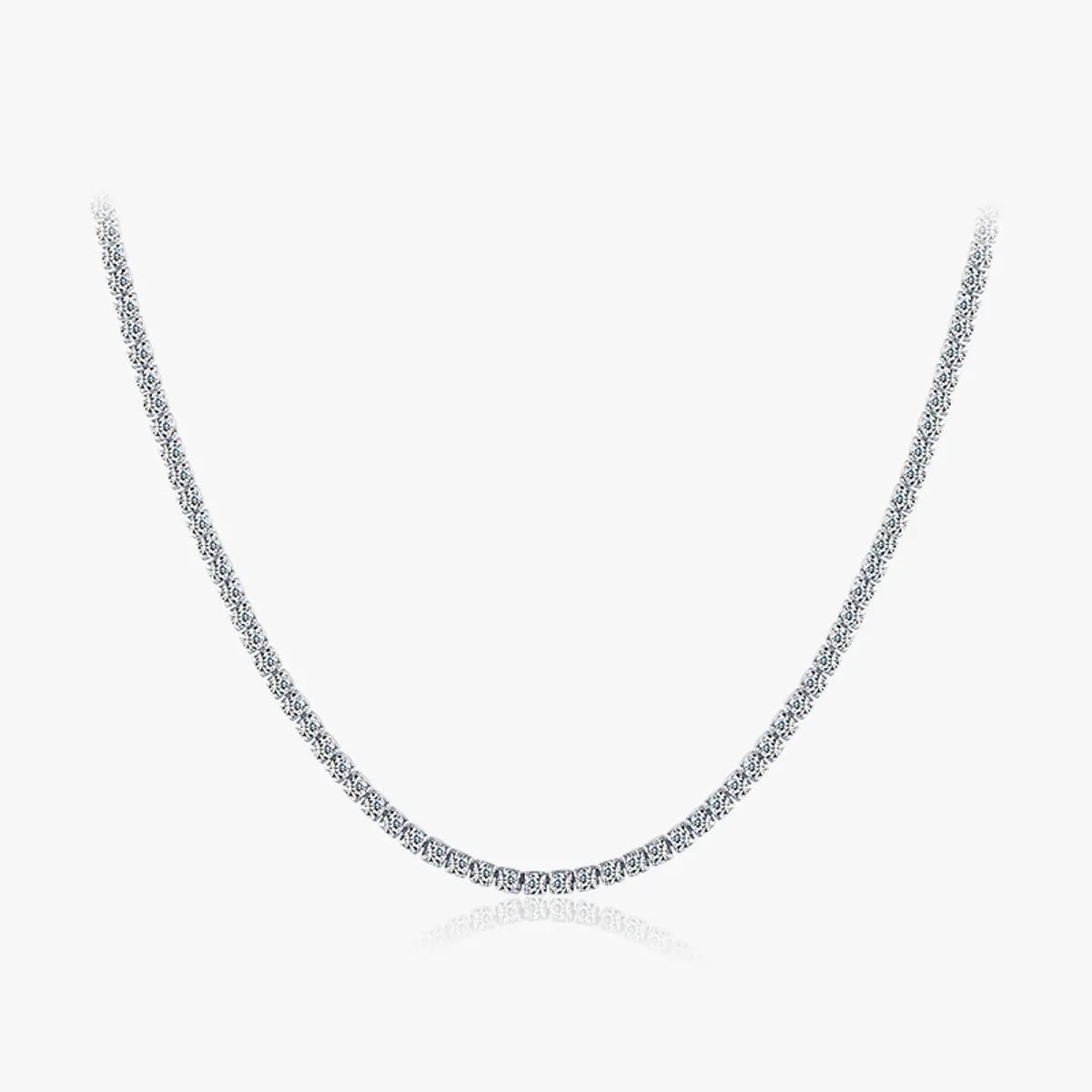 Luxurious Simple Style Round Sterling Silver Plating Inlay Zircon Rhodium Plated Choker