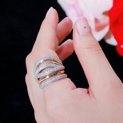 Luxurious Simple Style Solid Color Copper Gold Plated Rhodium Plated Zircon Rings In Bulk