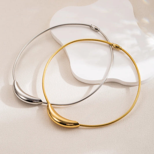 Luxurious Simple Style Solid Color Titanium Steel Plating Gold Plated Silver Plated Choker