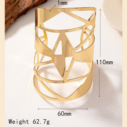 Luxurious Solid Color Iron Plating Hollow Out 14k Gold Plated Women's Bangle