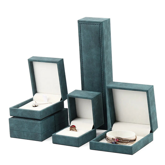 Luxurious Solid Color Pu Leather Flannel Jewelry Boxes