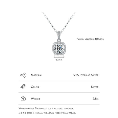 Luxurious Square Sterling Silver Plating Inlay Zircon Rhodium Plated Pendant Necklace