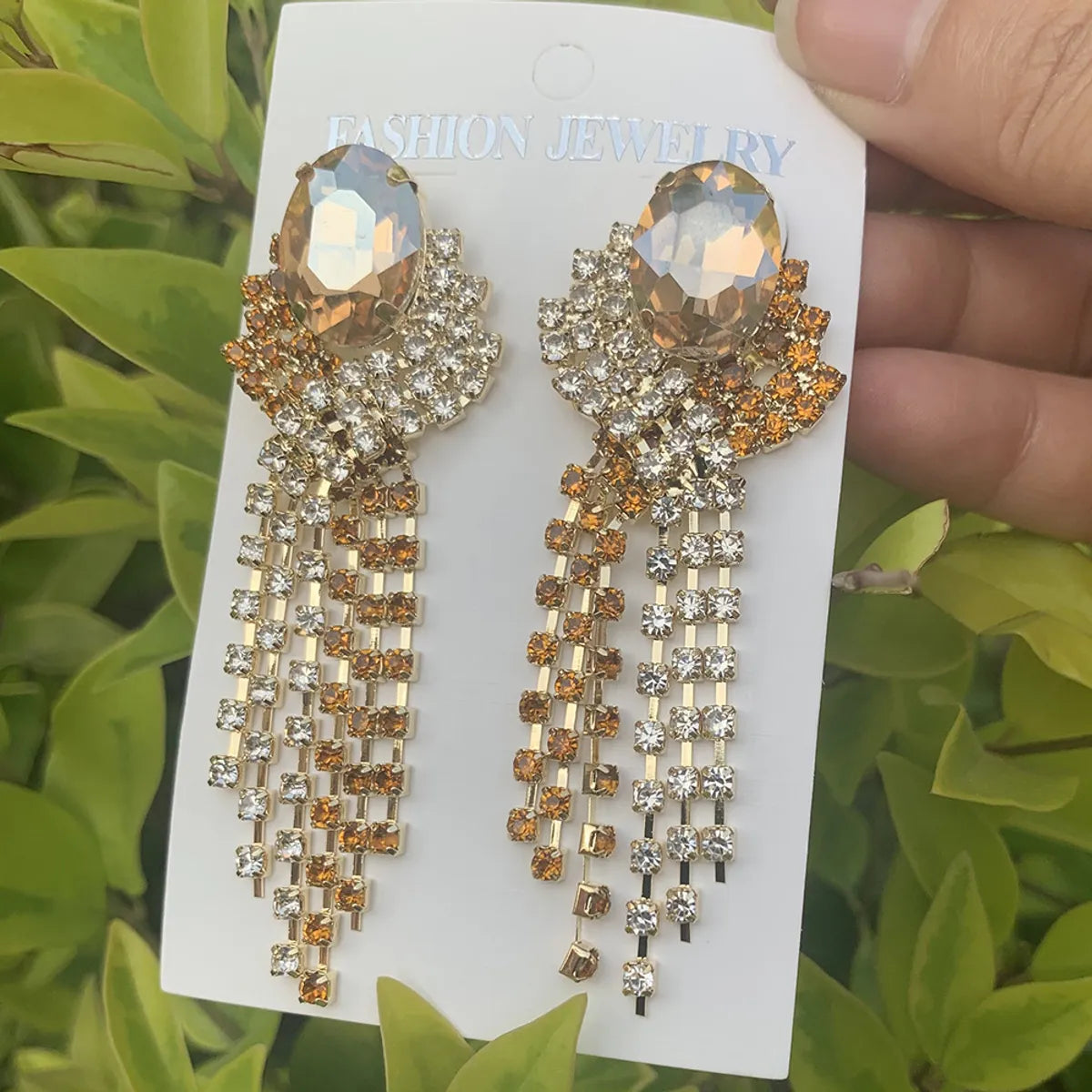 Luxurious Tassel Alloy Inlay Rhinestones Women'S Drop Earrings 1 Pair