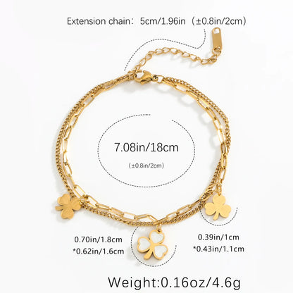 Luxurious Vacation Flower 304 Stainless Steel Gold Plated Shell Bracelets In Bulk