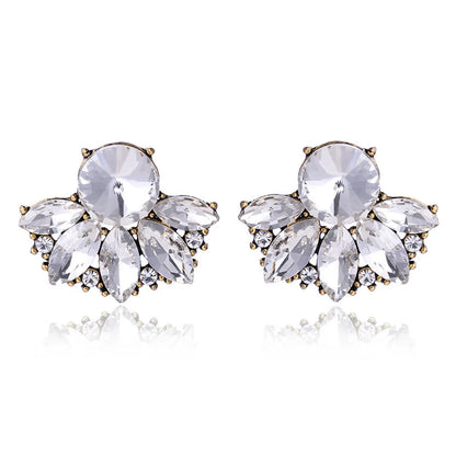 Luxurious Water Droplets Alloy Inlay Crystal Women's Ear Studs