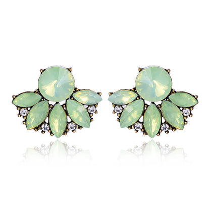 Luxurious Water Droplets Alloy Inlay Crystal Women's Ear Studs