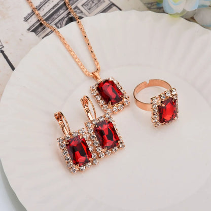 Luxurious Water Droplets Artificial Crystal Rhinestone Women'S Rings Earrings Necklace