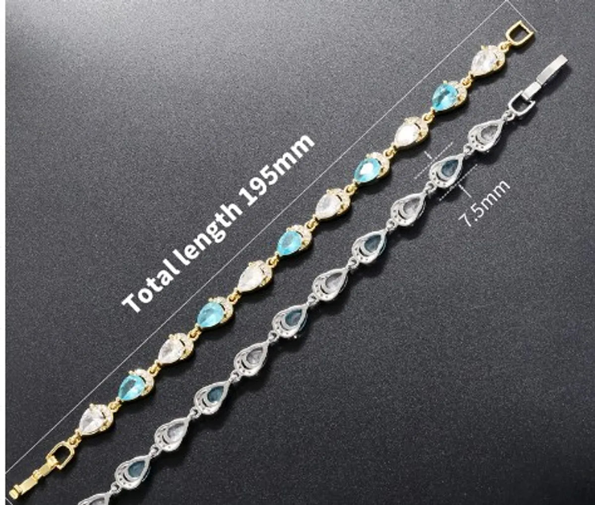 Luxurious Water Droplets Copper Inlay Zircon 18k Gold Plated Bracelets