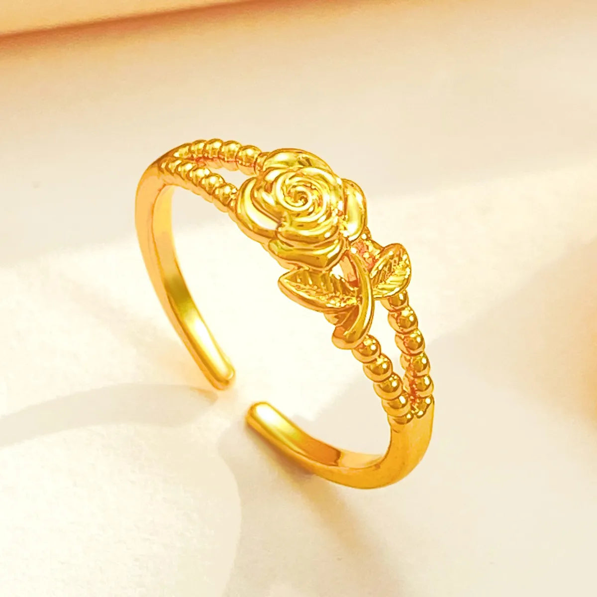 Luxurious Wedding Bridal Rose Copper Women's Open Rings