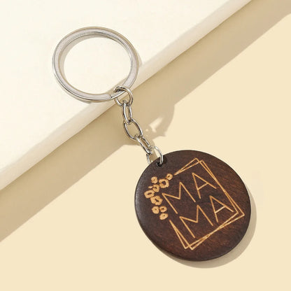 Mama Letter Solid Color Wood Mother'S Day Women'S Bag Pendant Keychain