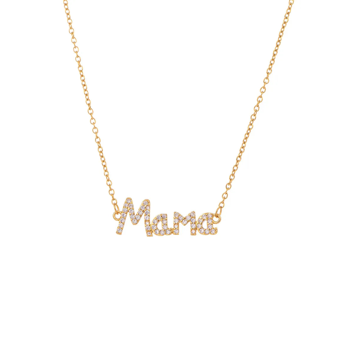 Mama Letter Titanium Steel Plating Rhinestones Necklace