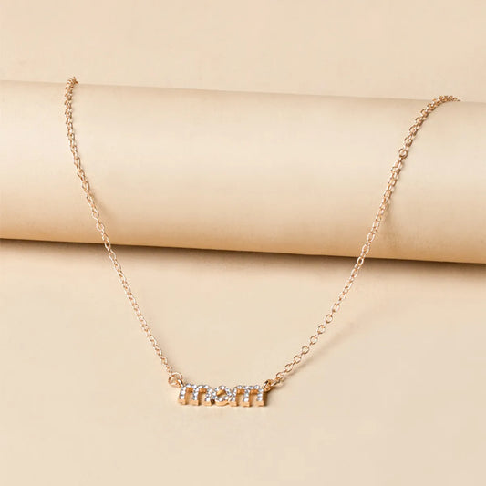 MAMA Modern Style Simple Style Letter Alloy Plating Inlay Rhinestones Mother'S Day Women's Necklace