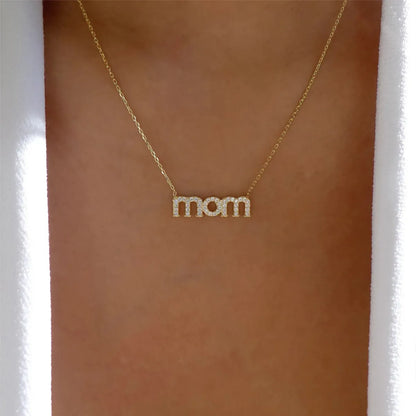 MAMA Modern Style Simple Style Letter Alloy Plating Inlay Rhinestones Mother'S Day Women's Necklace