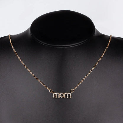 MAMA Modern Style Simple Style Letter Alloy Plating Inlay Rhinestones Mother'S Day Women's Necklace