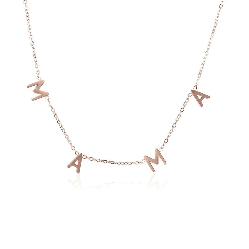 Mama Simple Style Letter Sterling Silver Inlay Zircon Necklace