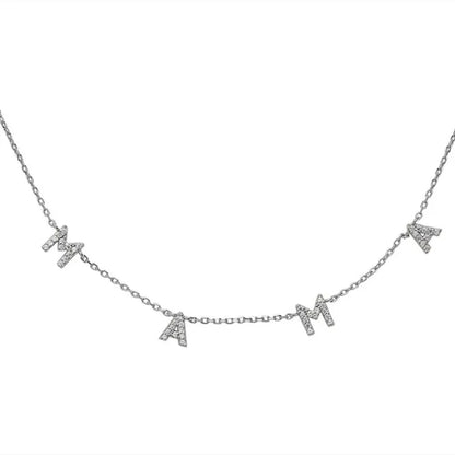 Mama Simple Style Letter Sterling Silver Inlay Zircon Necklace