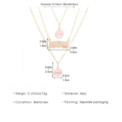 MAMA Simple Style Round Letter Alloy Enamel Inlay Rhinestones Mother'S Day Women'S Layered Necklaces