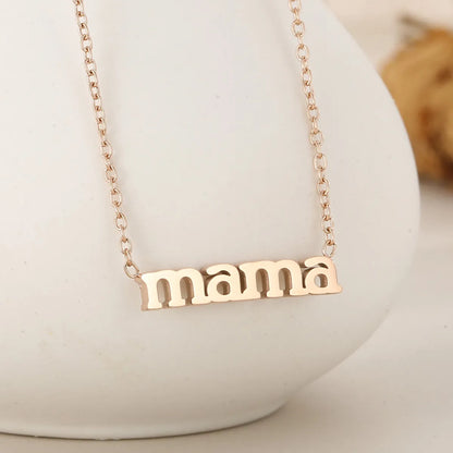 Mama Simple Style Solid Color Stainless Steel Plating 18k Gold Plated Necklace