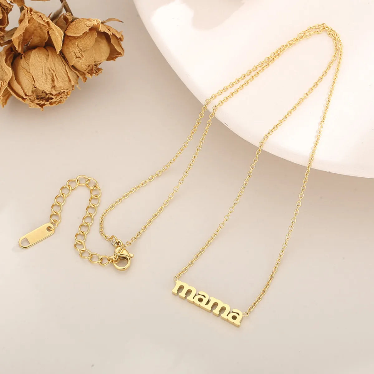 Mama Simple Style Solid Color Stainless Steel Plating 18k Gold Plated Necklace