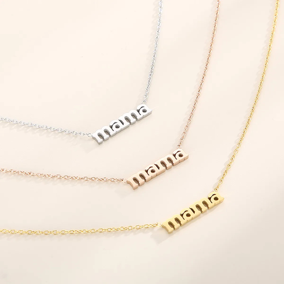 Mama Simple Style Solid Color Stainless Steel Plating 18k Gold Plated Necklace